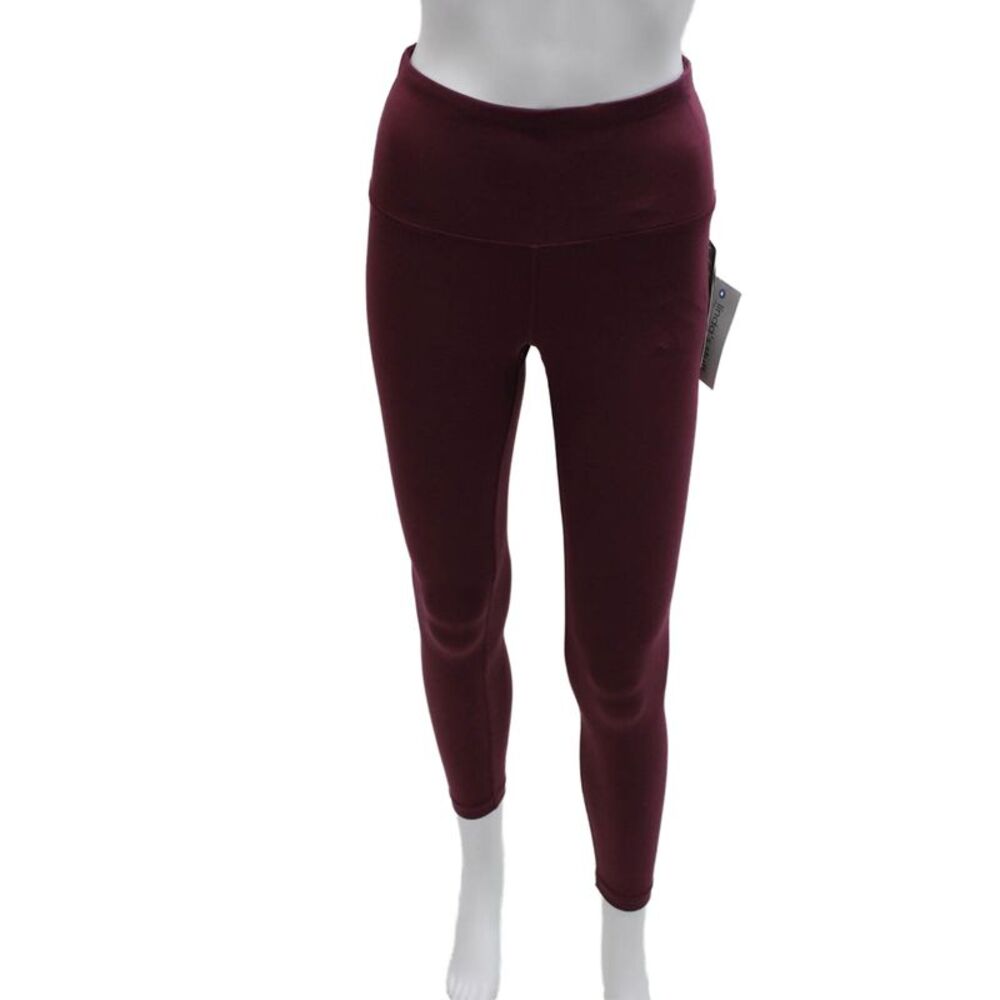 Yogalicious Womens Ankle Leggings Solid Red Polyester Size S